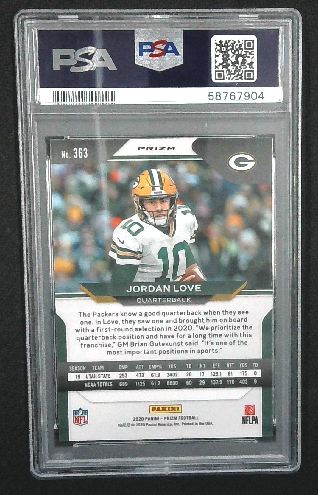 2020 Panini Prizm Football Jordan Love Orange Lazer Prizm PSA 9