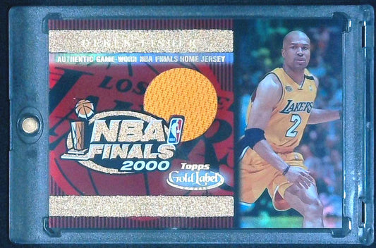 2000 Topps Gold Label Derek Fisher Game Worn NBA Finals Home Jersey LA Lakers