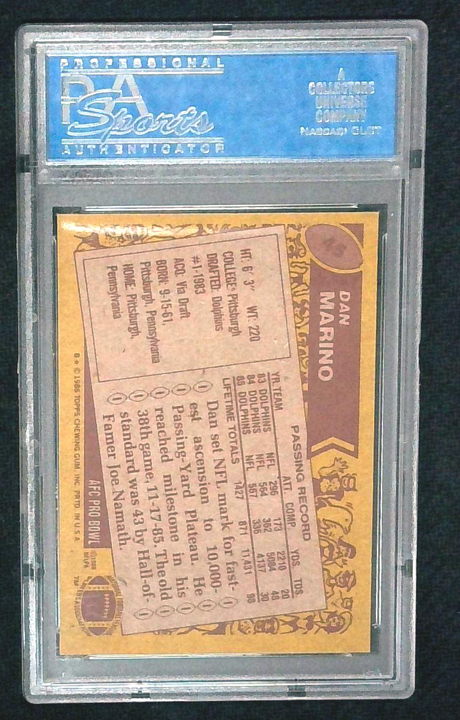 1986 TOPPS #45 DAN MARINO PSA 8