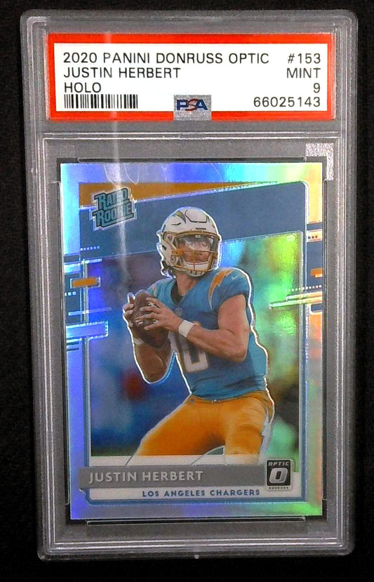 2020 Donruss Optic #153 Justin Herbert Holo Rated Rookie Card PSA 9 Chargers