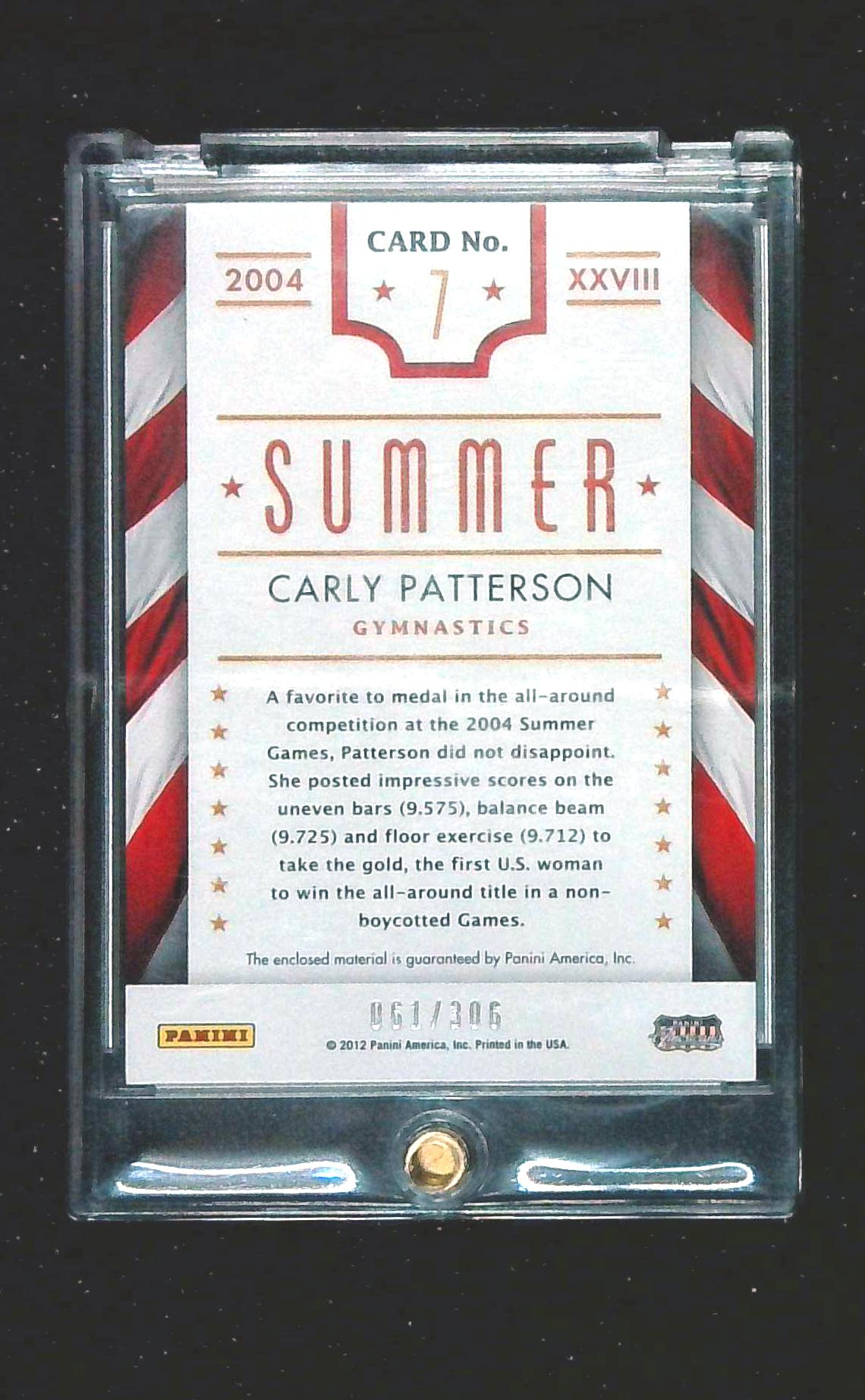 2012 Americana Heroes and Legends #7 Carly Patterson relic /306