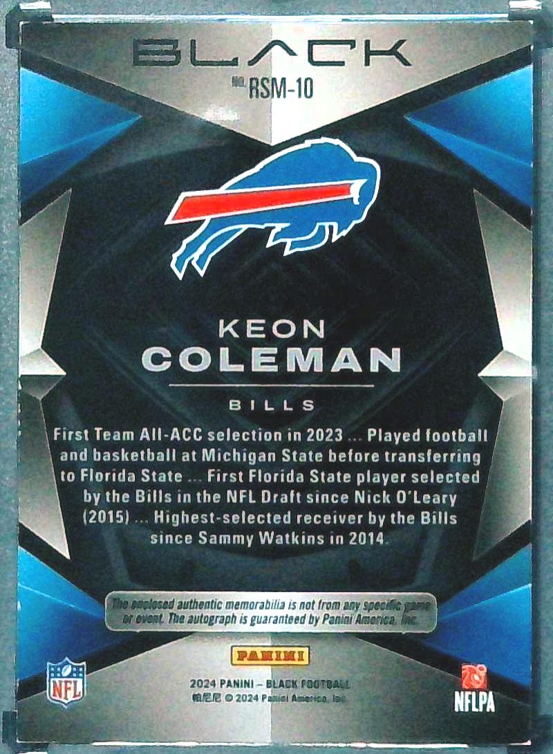2024 Panini Black Keon Coleman 4 Color RPA Rookie Auto /50
