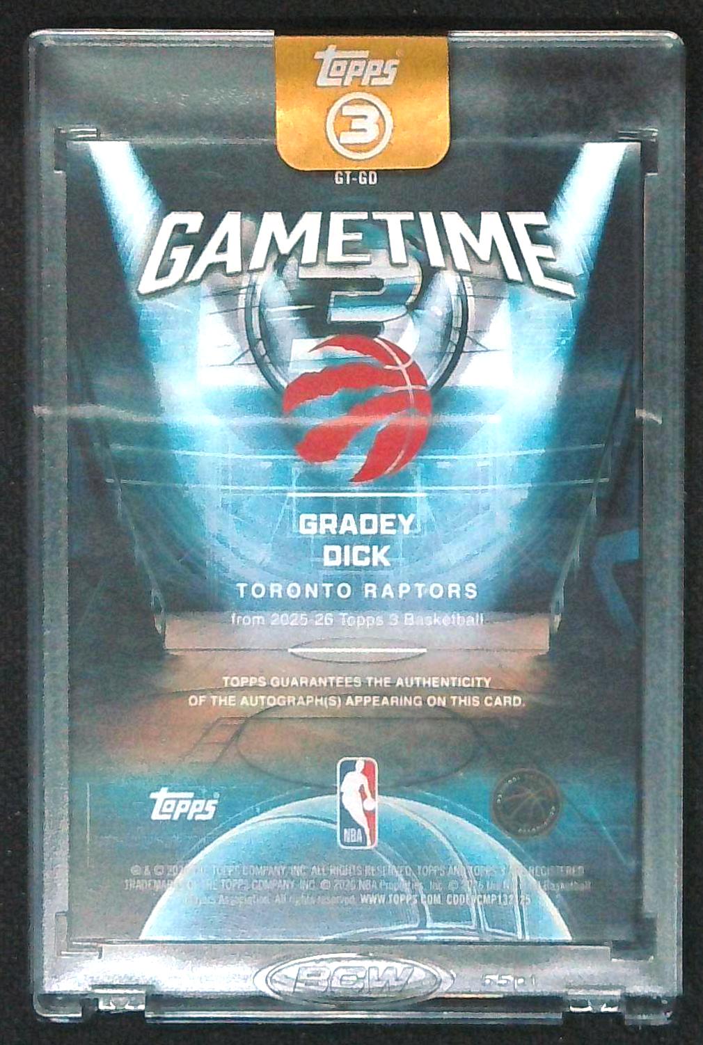 2025-26 Topps 3 Gradey Dick Gametime Auto /25