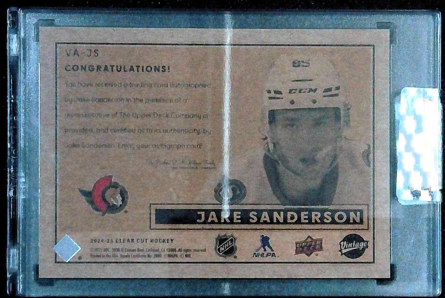 2024-25 Upper Deck Clear Cut Vintage #VA-JS Jake Sanderson Auto