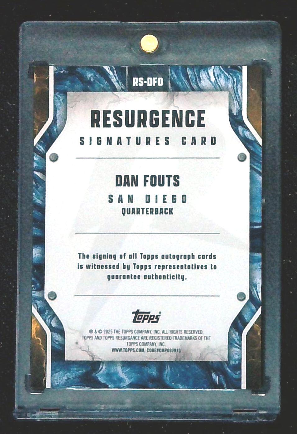 2024 Topps Resurgence Signatures Dan Fouts Gold Refractor Auto /50