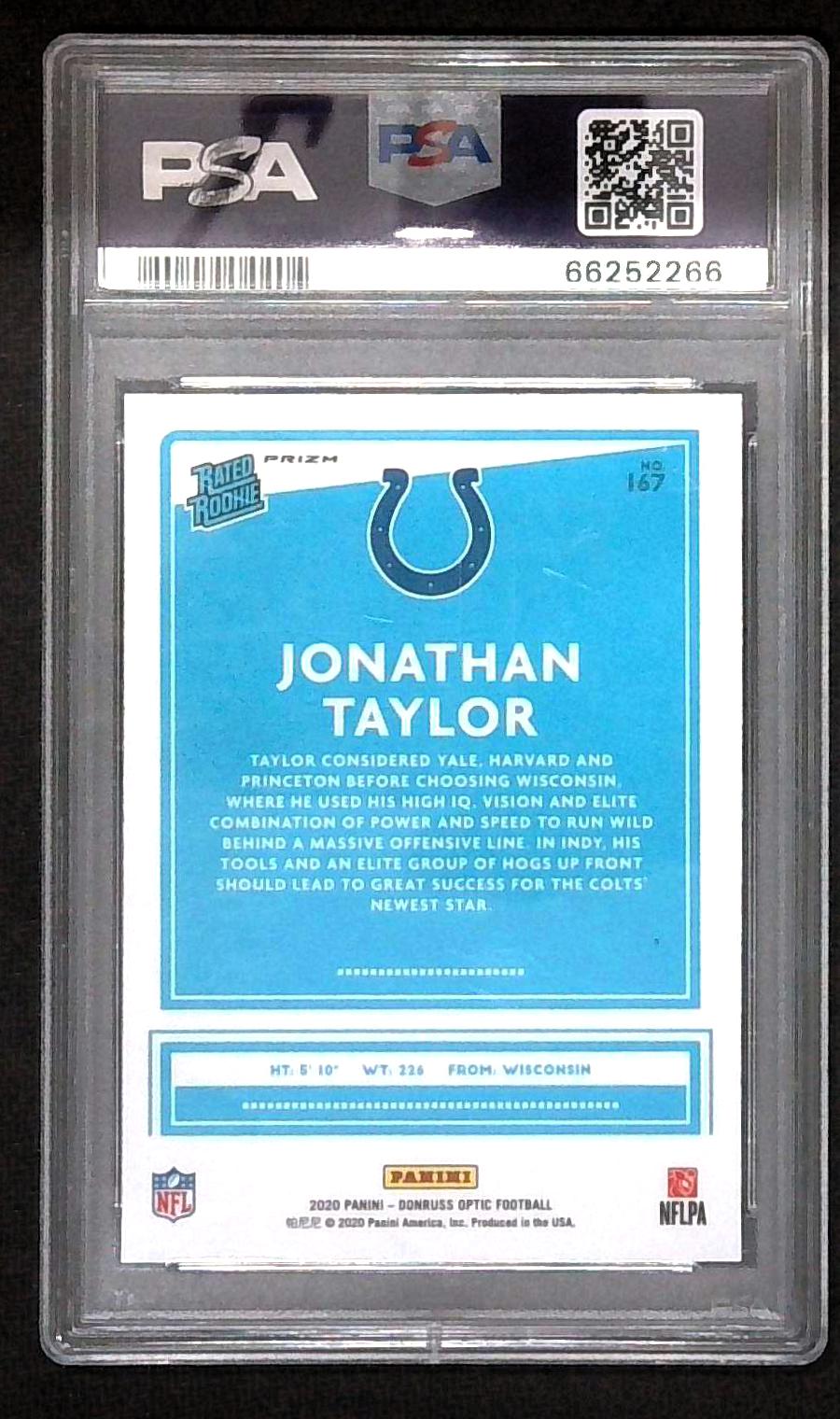 2020 Donruss Optic Jonathan Taylor Blue Scope Rated Rookie PSA 10