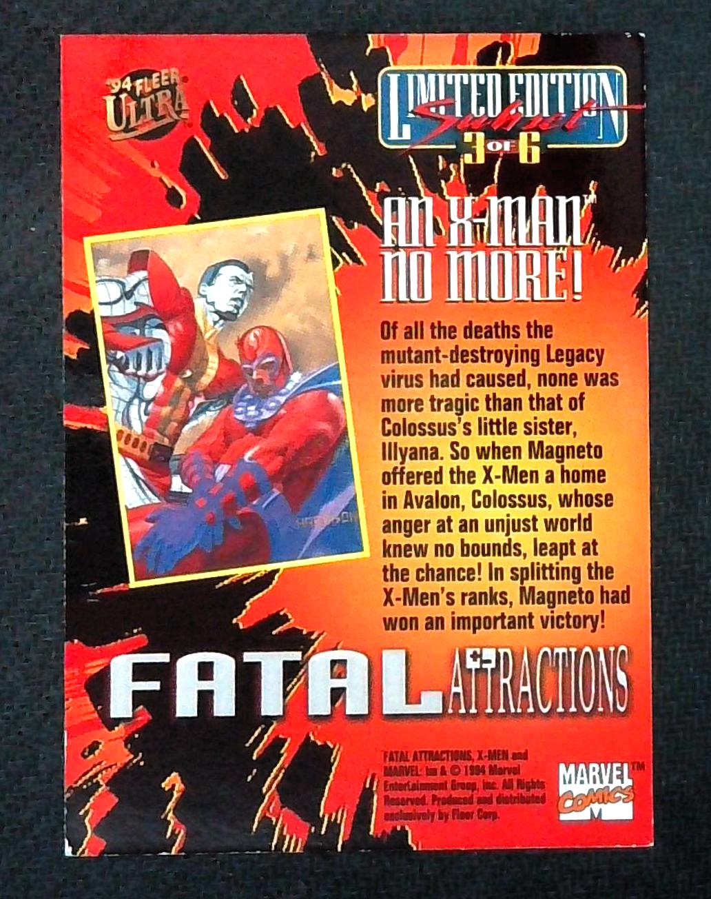 1994 Fleer Ultra X-Men Fatal Attractions Magneto & Colossus Limited Edition 3/6 Marvel