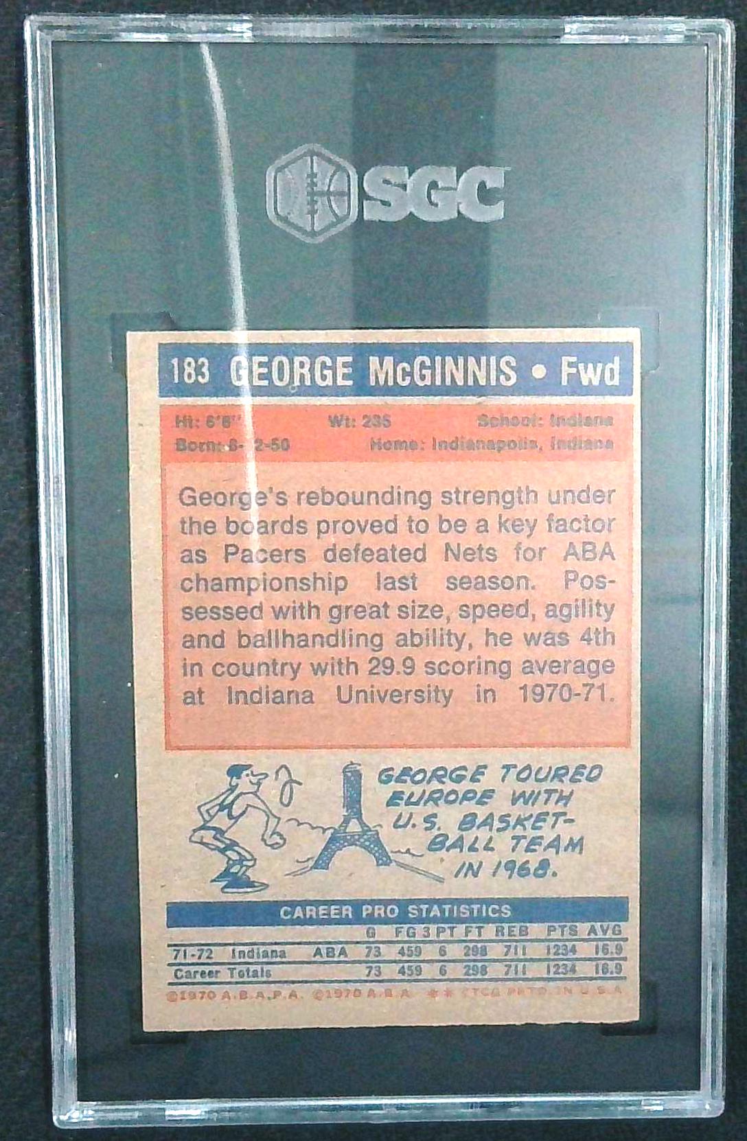 George McGinnis 1972-73 Topps #183 RC | SGC 4.5 | Indiana Pacers