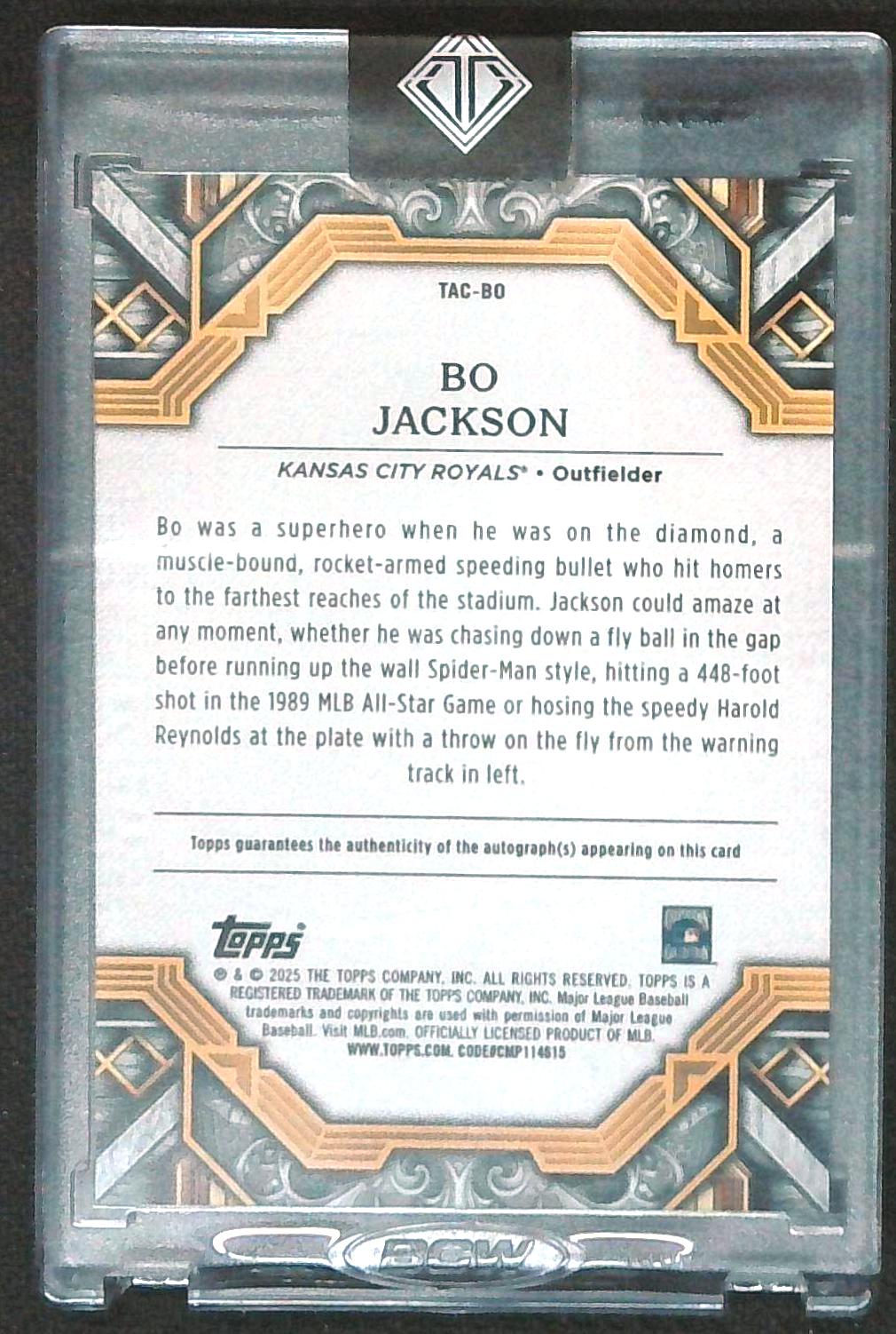 2025 Topps Transcendent Bo Jackson Gold Auto /25 Royals Sealed