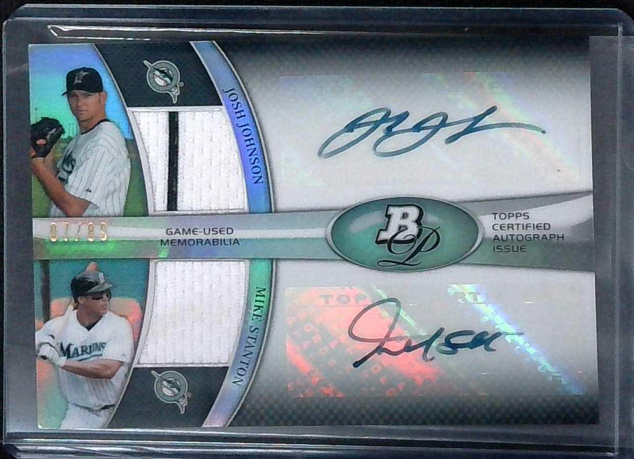 2011 Bowman Platinum JOSH JOHNSON GIANCARLO STANTON Dual Auto Relic /89 #DAR-JS
