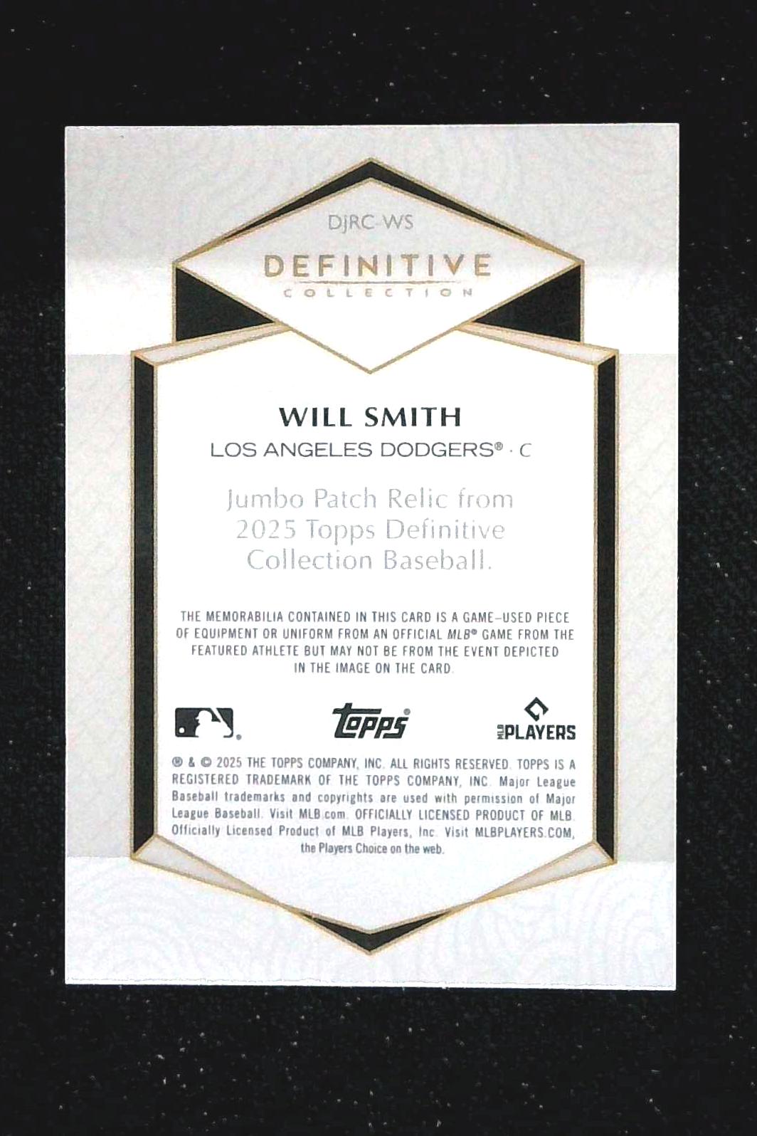 2025 Topps Definitive Will Smith Game Used Jumbo Patch Relic /25