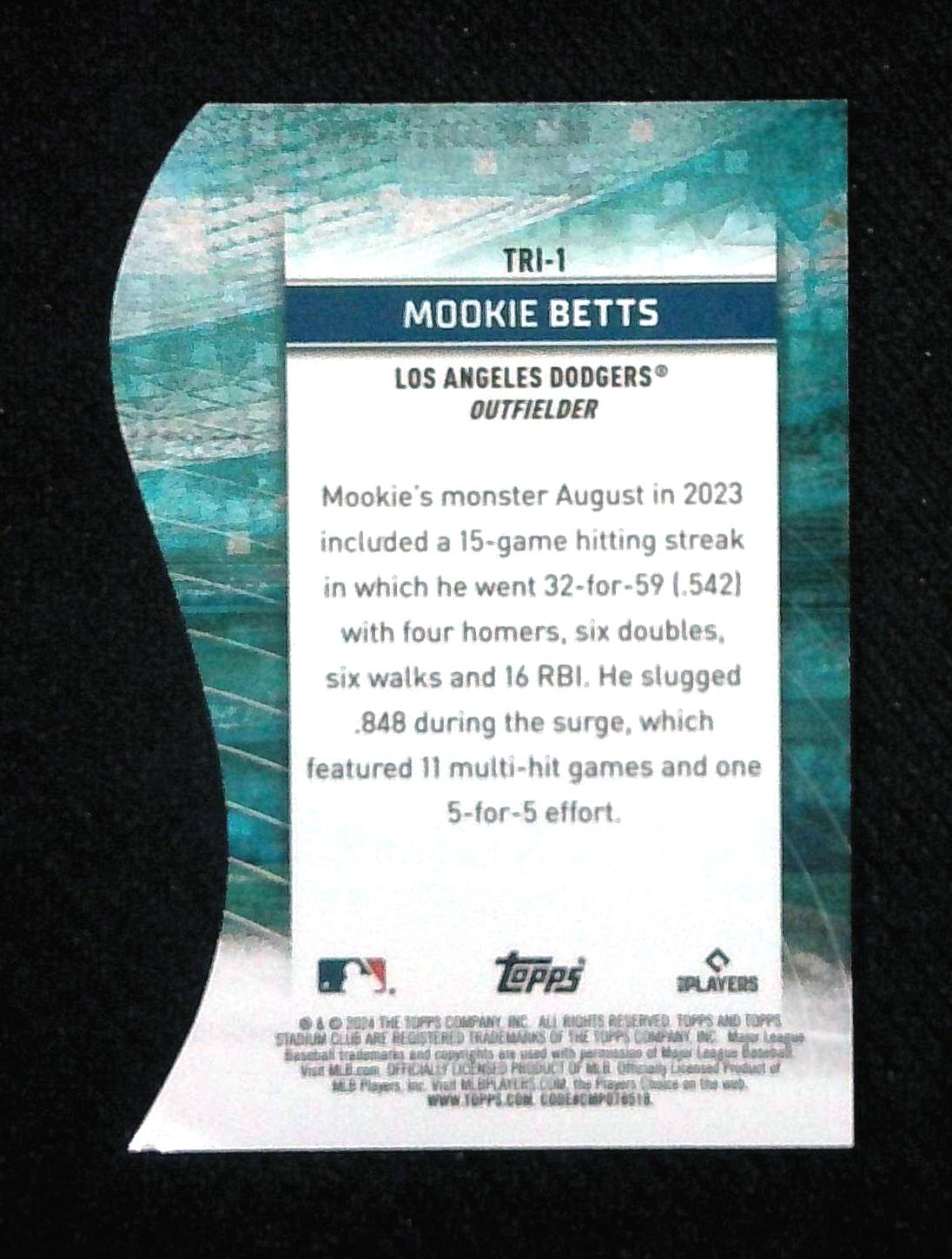 2024 Stadium Club Mookie Betts Green Die Cut Triumvirate /50