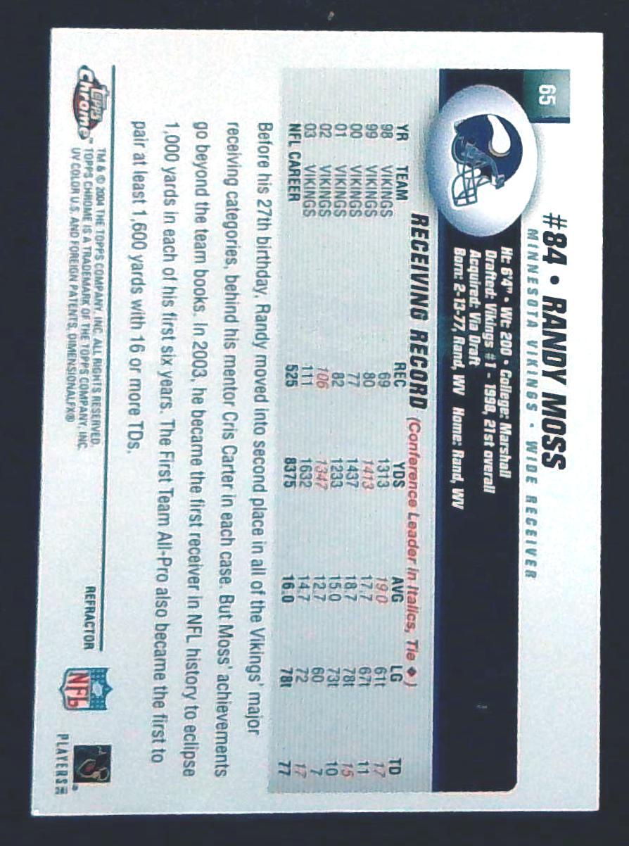 2004 Topps Chrome Randy Moss Refractor #84