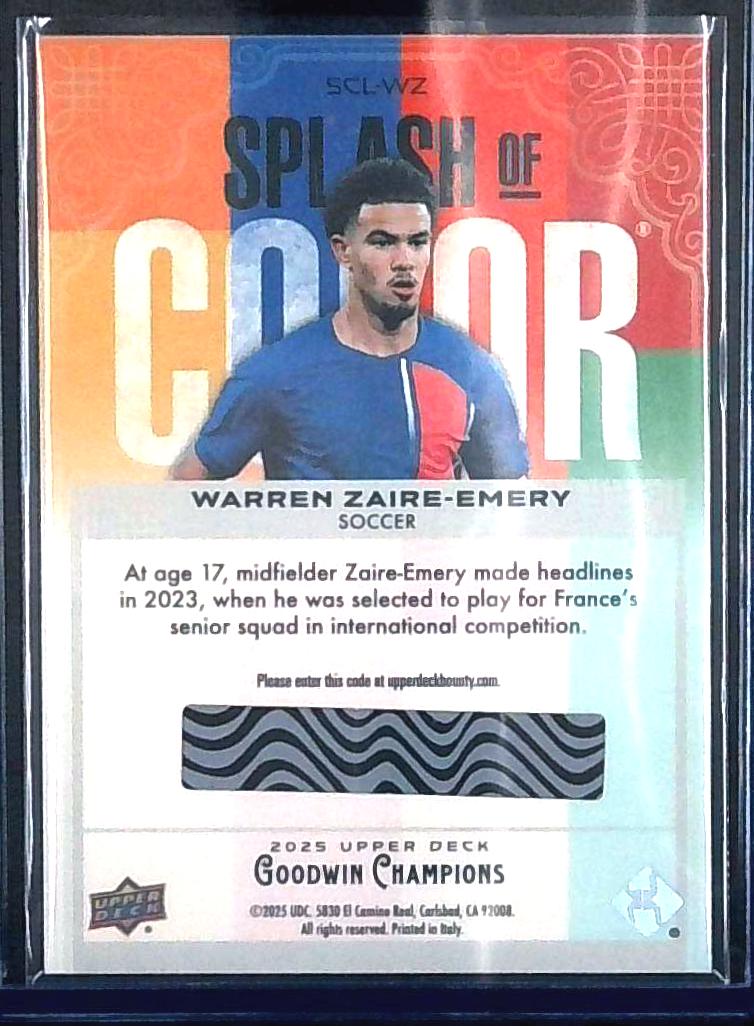 2025 Upper Deck Goodwin Champions SPLASH OF COLOR WARREN ZAIRE-EMERY #SCL-WZ