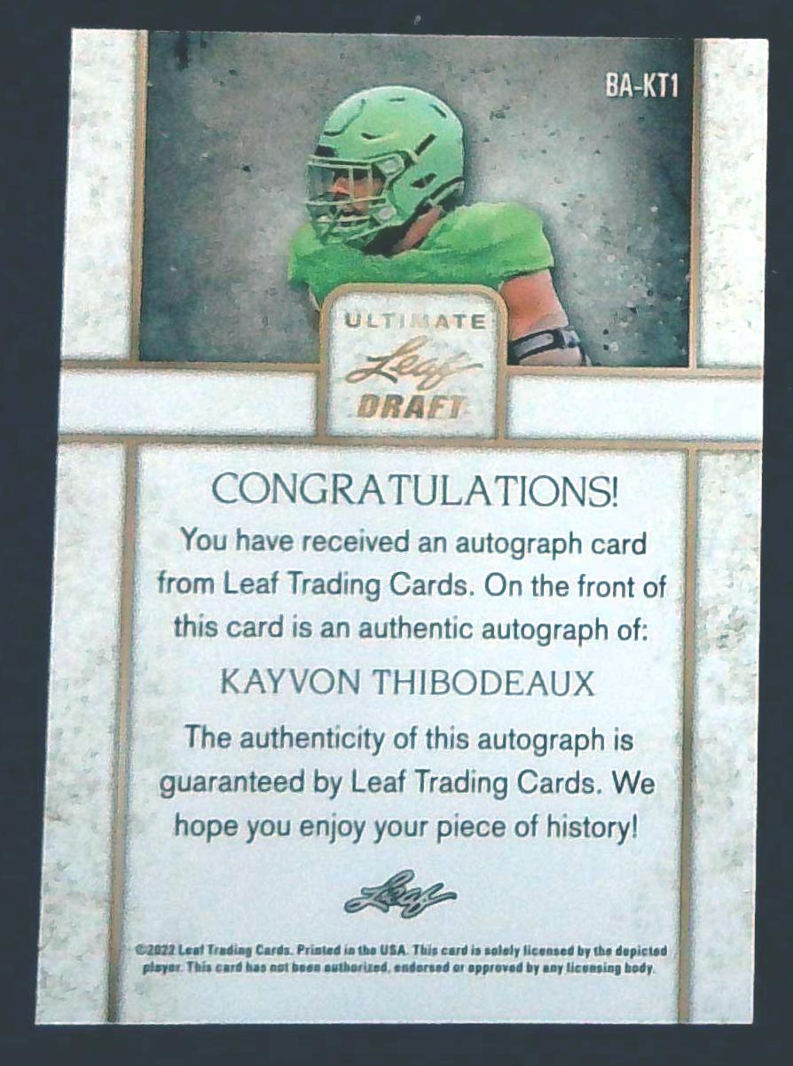 2022 Leaf Ultimate Draft Kayvon Thibodeaux Auto /75