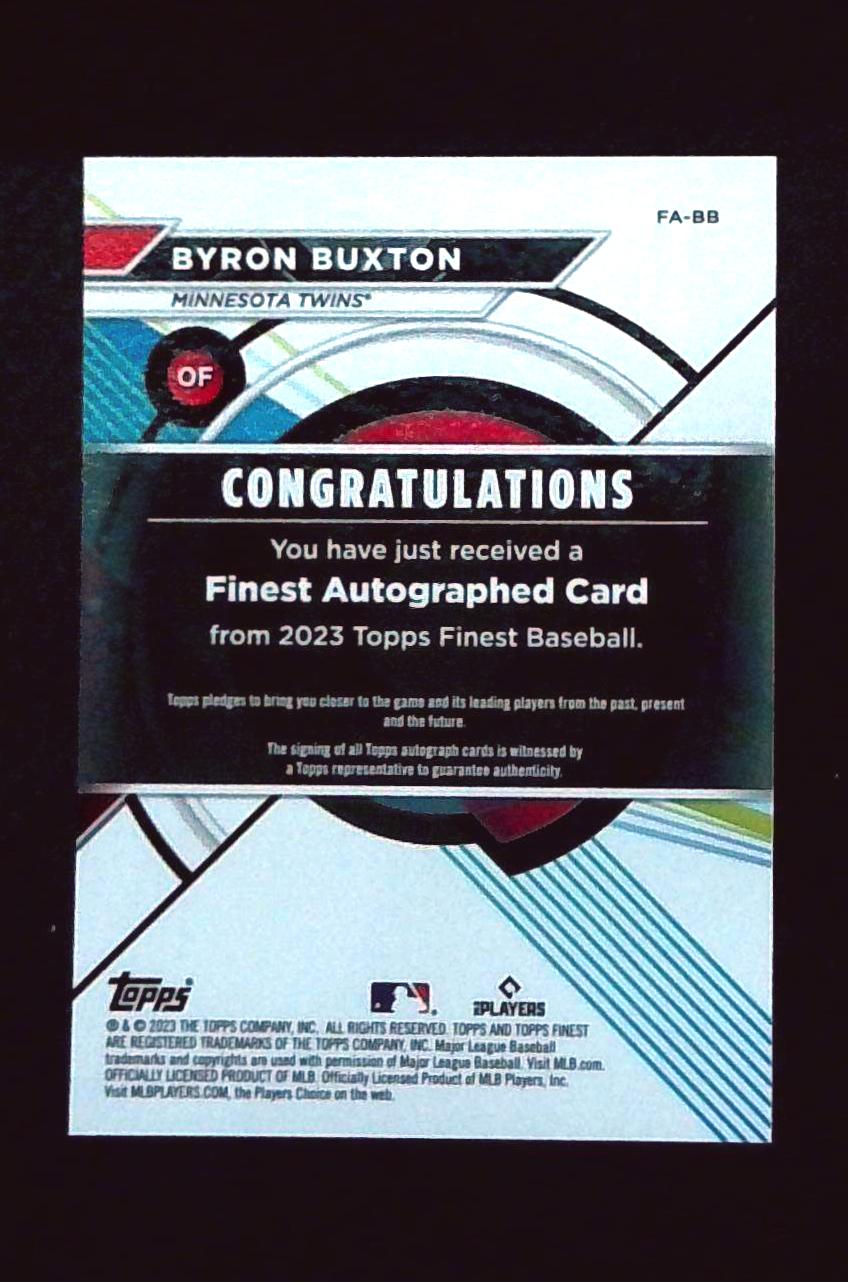 2023 Topps Finest Baseball Orange Auto Byron Buxton /25