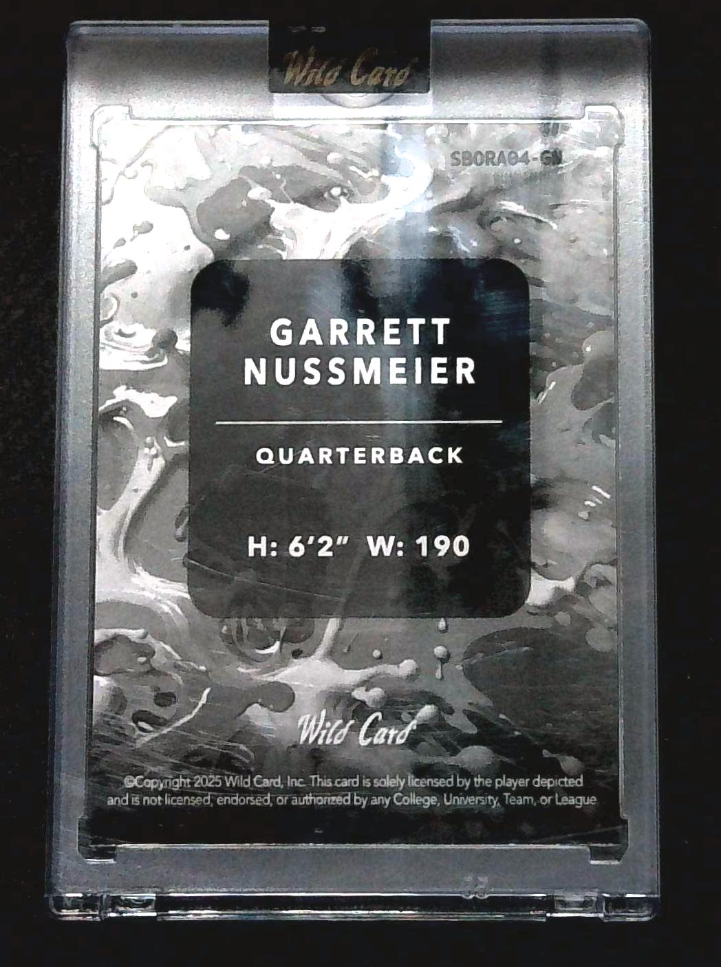 Garrett NUSSMEIER 2025 Wild Card SPLAT #'d 6/6 RC Orange LSU QB!