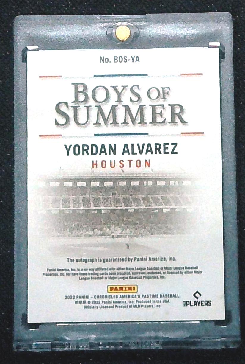 2022 Panini Chronicles - Boys of Summer Autographs #BOS-YA Yordan Alvarez /99