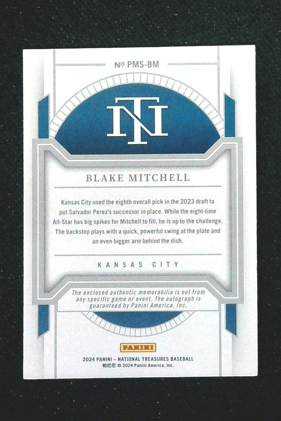 2024 Panini National Treasures Baseball Blake Mitchell #PMS-BM Patch Auto /99