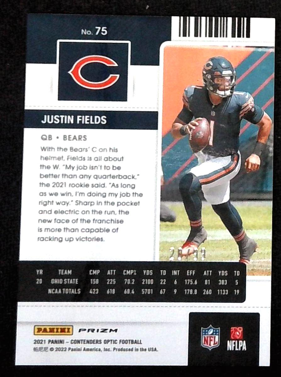 2021 Contenders Optic Justin Fields Rookie Holo /99