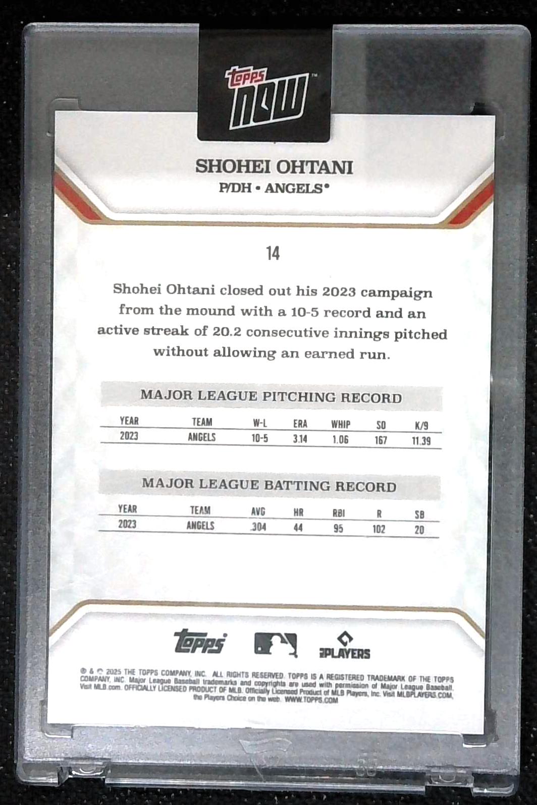 2025 Topps Now Shohei Ohtani 2023 AL MVP /75
