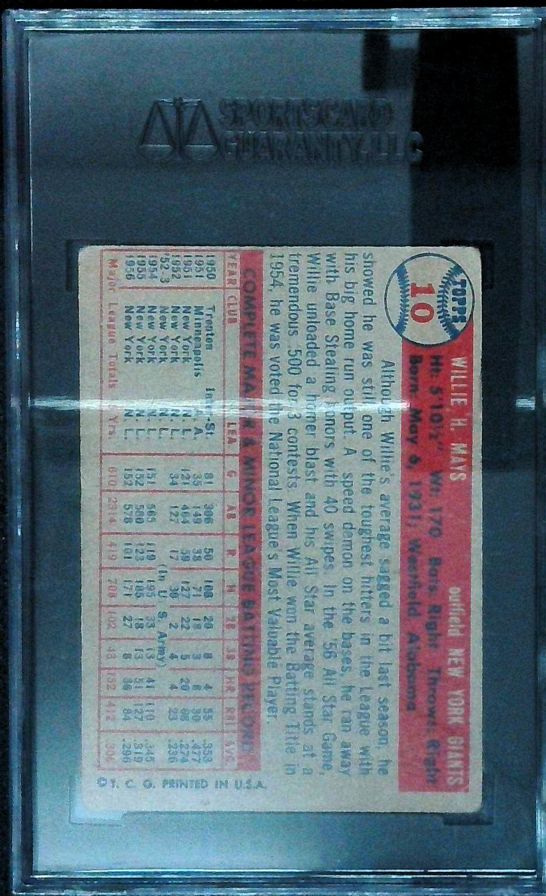 1957 Topps Willie Mays SGC 3