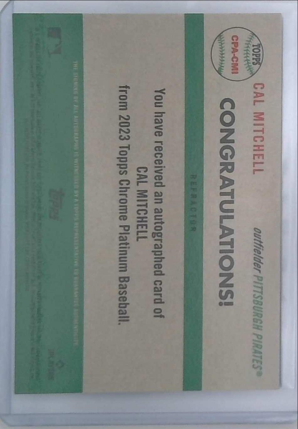 2023 Topps Chrome Platinum Cal Mitchell Refractor Rookie Auto /199