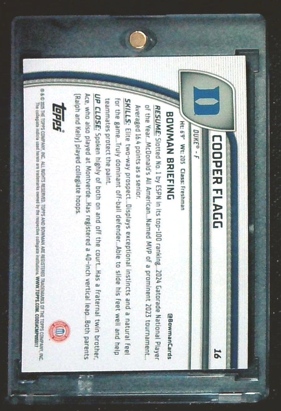 2024-25 Bowman U Chrome COOPER FLAGG #16 1st RC Rookie Duke Blue Devils Base