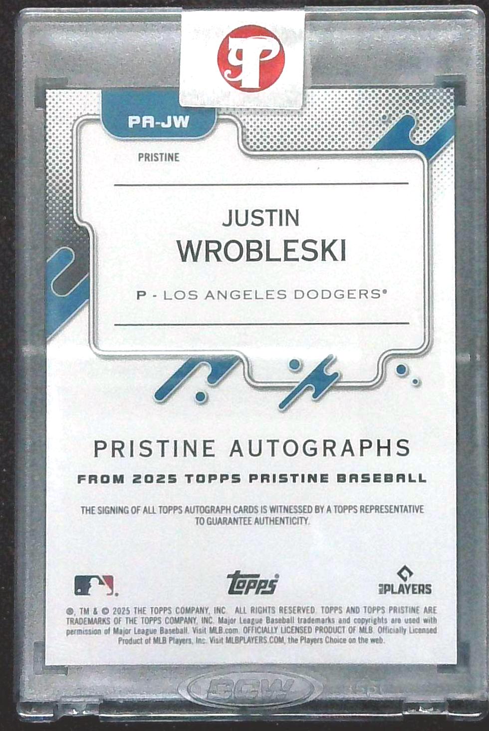 2025 Topps Pristine Justin Wrobleski Rookie Auto Encased
