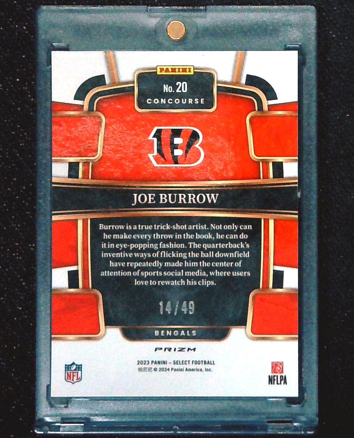 2023 Panini Select - Concourse Joe Burrow Red Disco Prizm /49