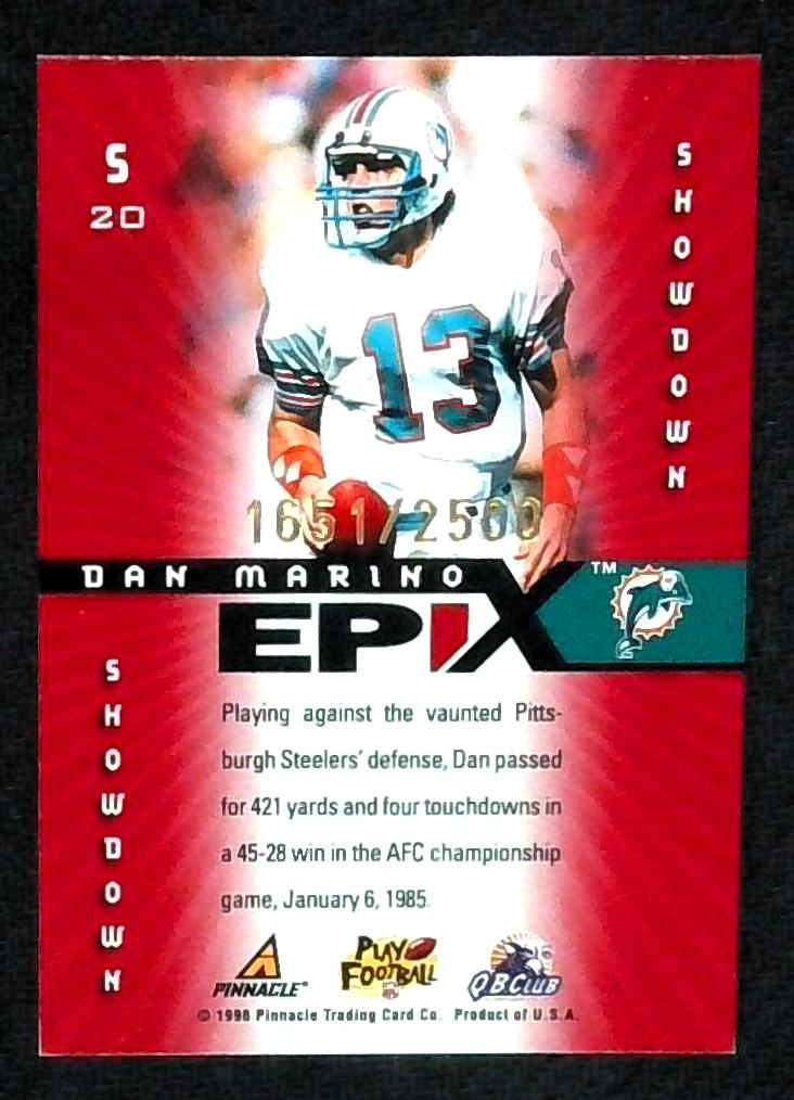 1998 Score Hobby Epix Red /2500 Dan Marino #S20 HOF