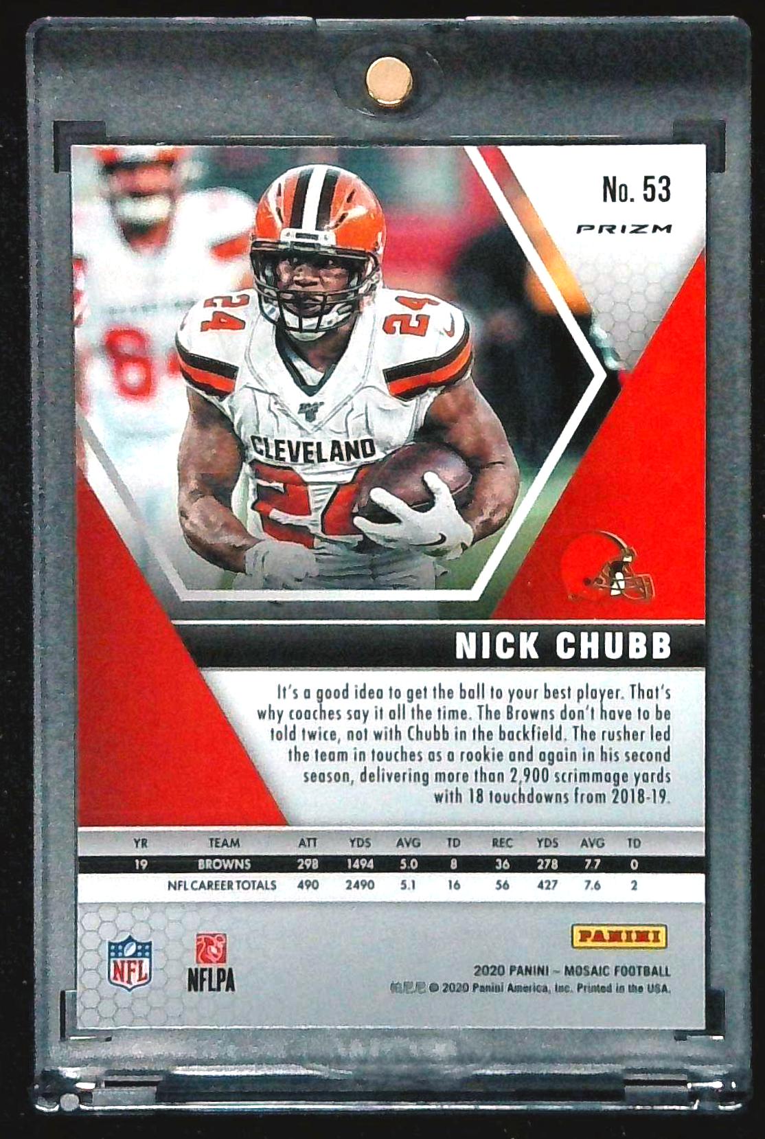 2020 Panini Mosaic Nick Chubb #53 Mosaic Genesis Prizm