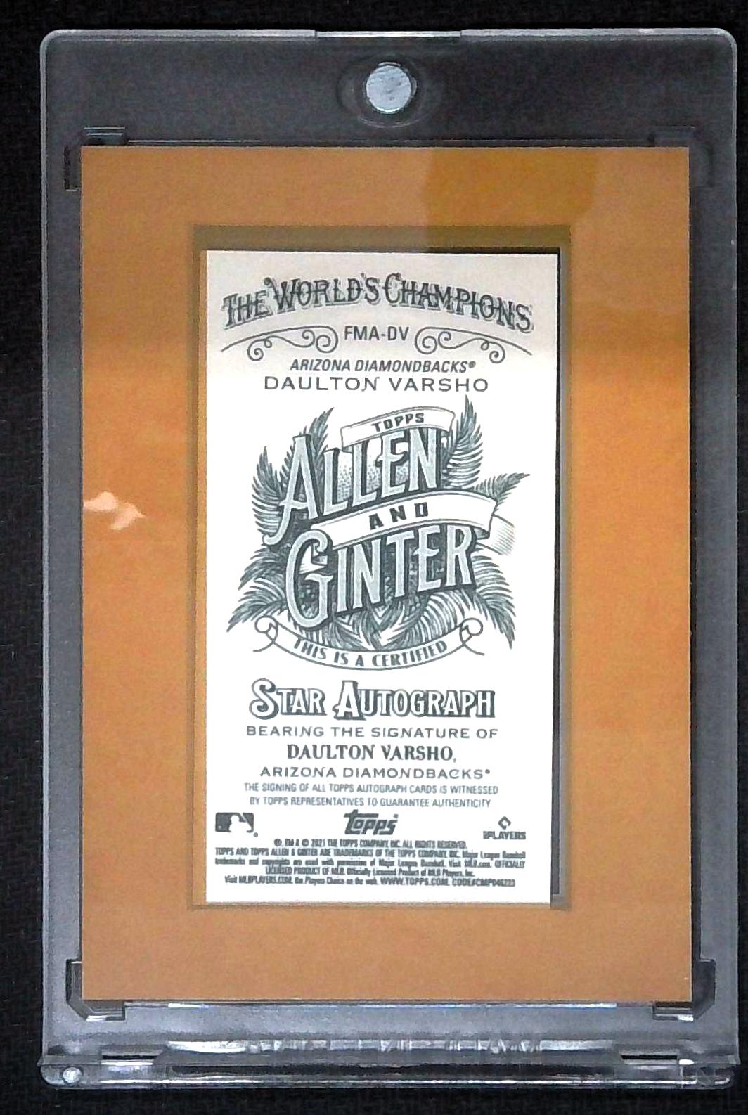 2021 Topps Allen & Ginter Framed Mini Daulton Varsho Rookie Auto