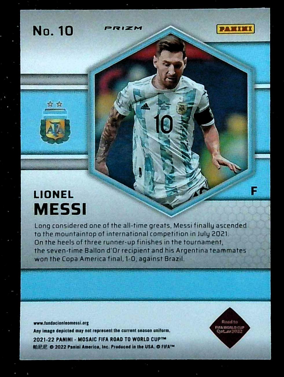 2021-22 Panini Mosaic FIFA Road to World CUP Lionel Messi Silver Mosaic