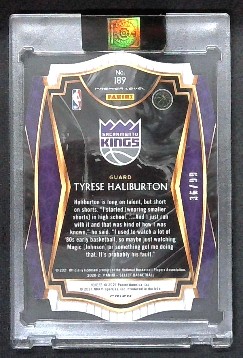 2021 Select Tyrese Haliburton Purple Premier Level Die Cut Rookie /99
