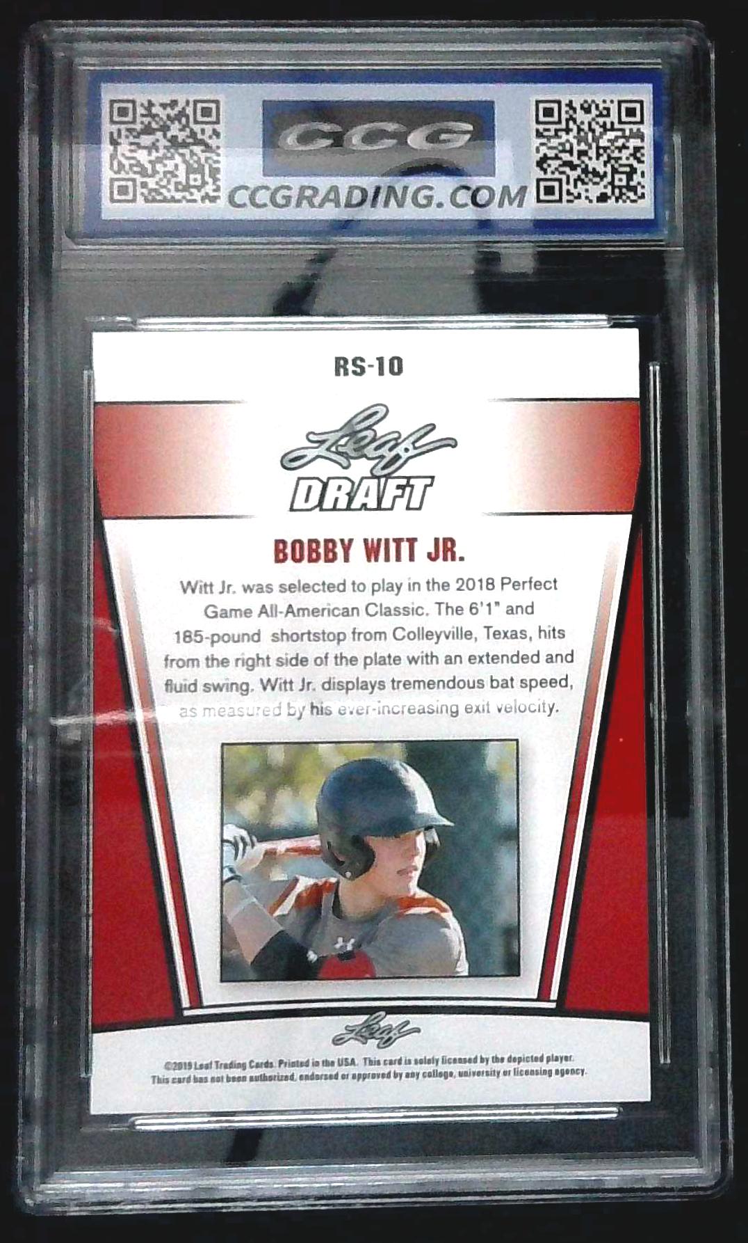 2019 Leaf Draft Silver Bobby Witt Jr. CCG 10