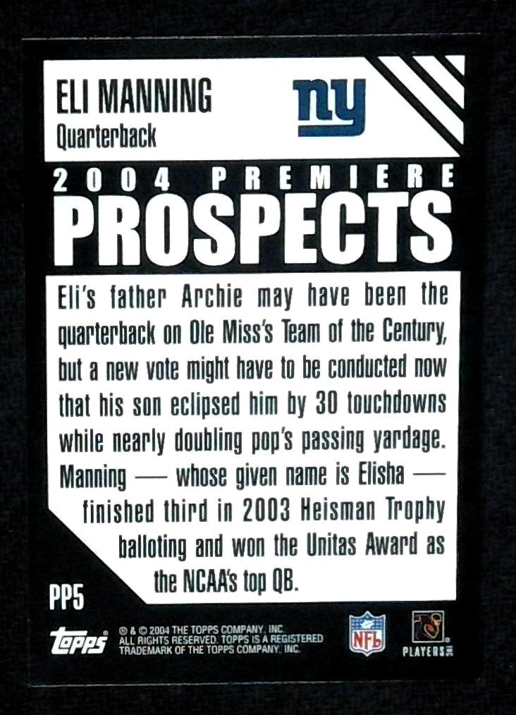 2004 ELI MANNING Topps Rookie RC #350 - NEW YORK GIANTS