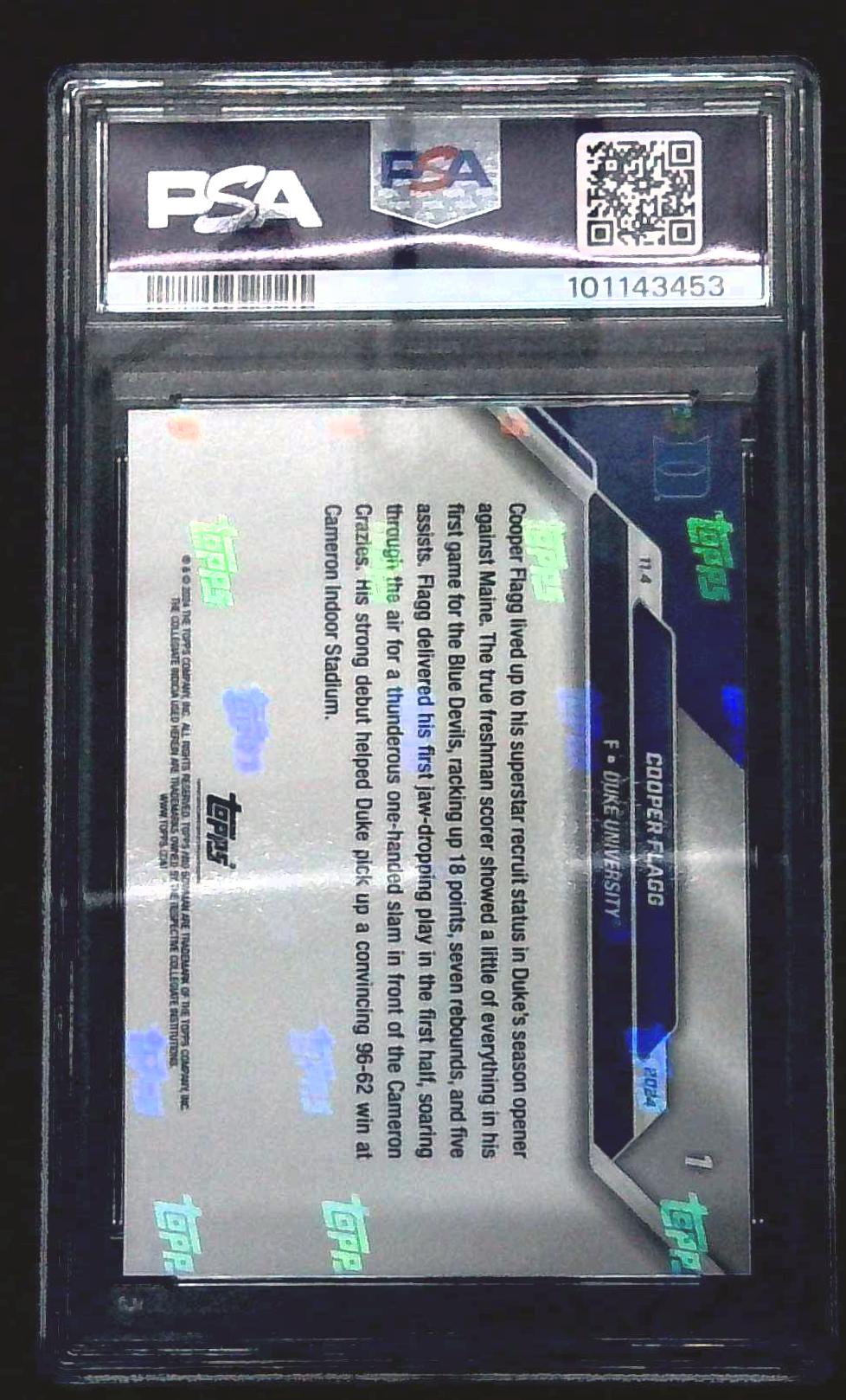 2024 Cooper Flagg Topps Bowman U Now #1 PSA 9