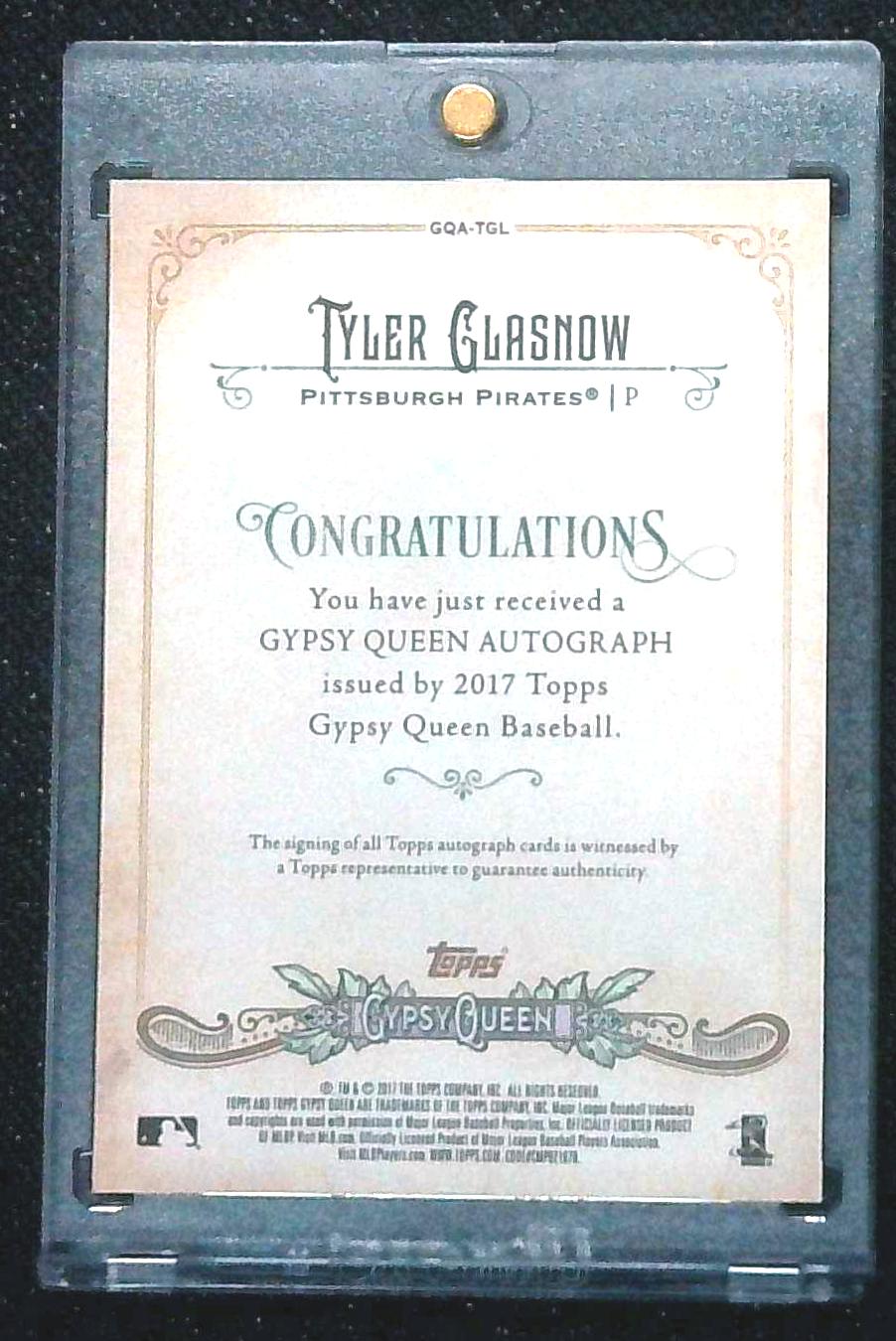 2017 Topps Gypsy Queen Tyler Glasnow Rookie Auto On Card
