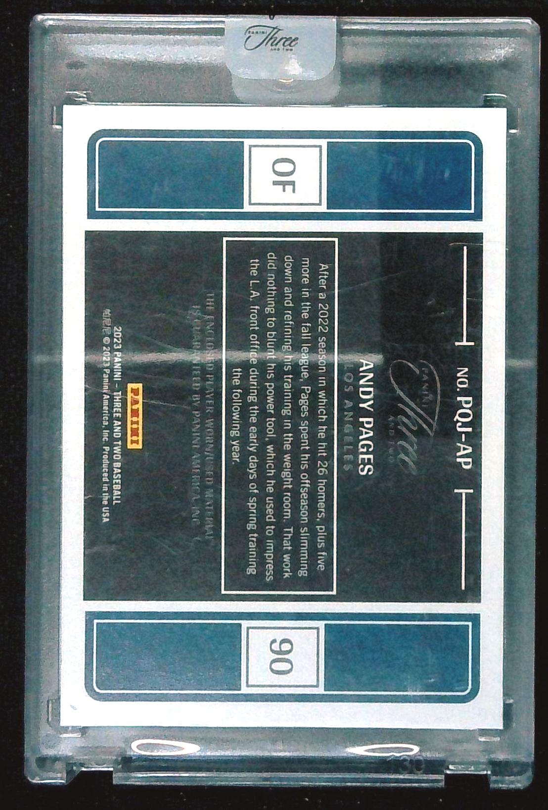 2023 Panini Three and Two 4x Jersey Patch Relic Black /10 Andy Pages