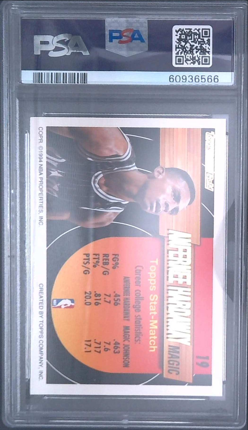 1993 Topps Black Gold Anfernee Hardaway ROOKIE #19 PSA 9 Magic