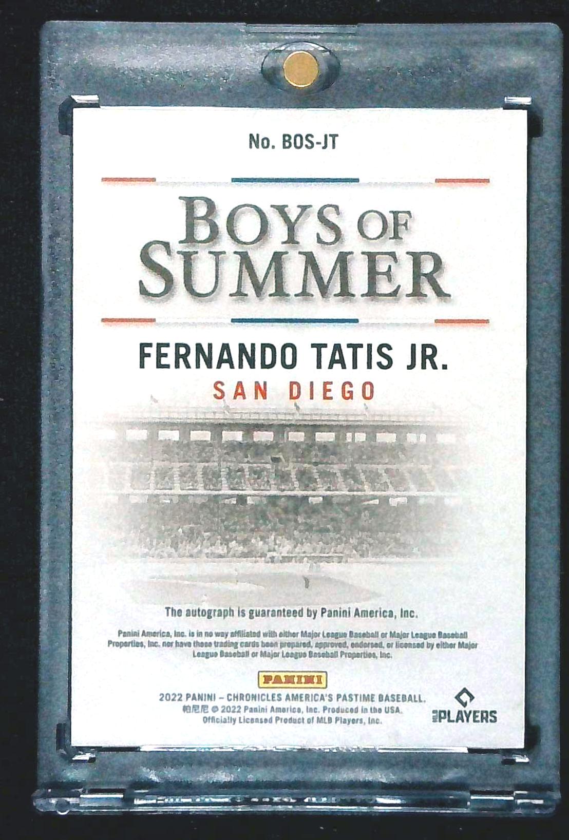 2022 Fernando Tatis Jr. Auto /49 Panini Chronicles Boys of Summer #BOS-JT