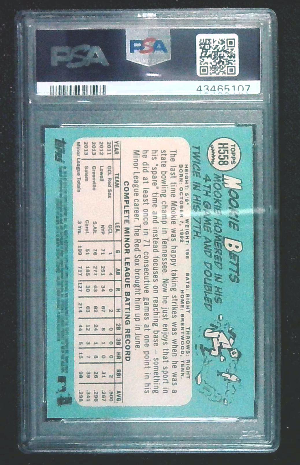 2014 TOPPS HERITAGE #H558 MOOKIE BETTS RC RED SOX PSA 10