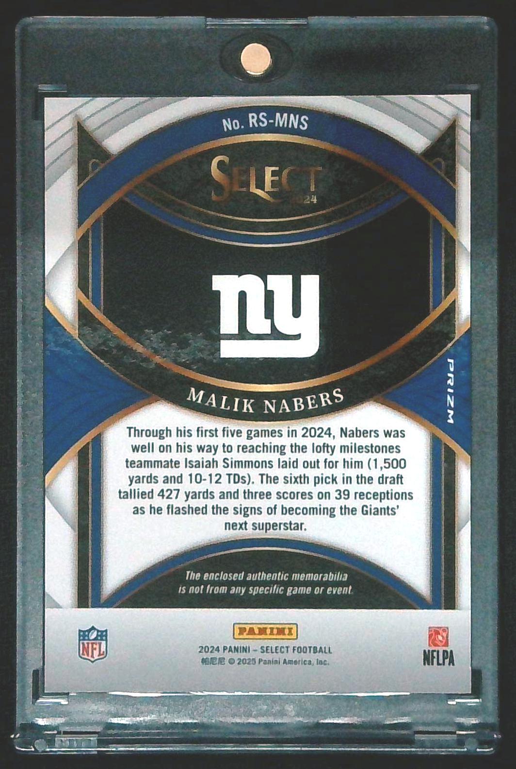 2024 Panini Select Rookie Swatches Malik Nabers Red Prizm Relic