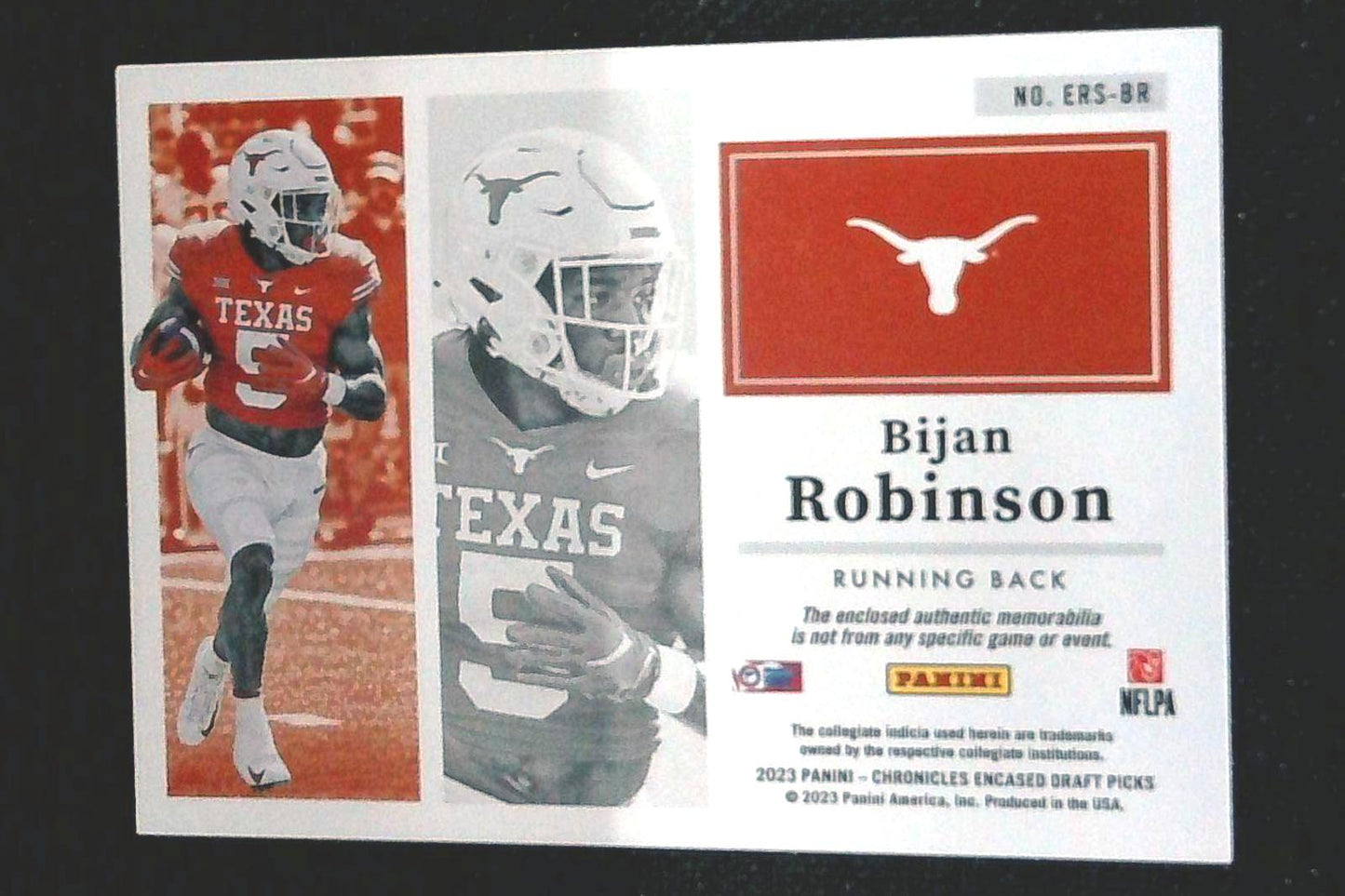 Bijan Robinson 2023 Panini Chronicles Encased Draft Picks Jersey Swatch