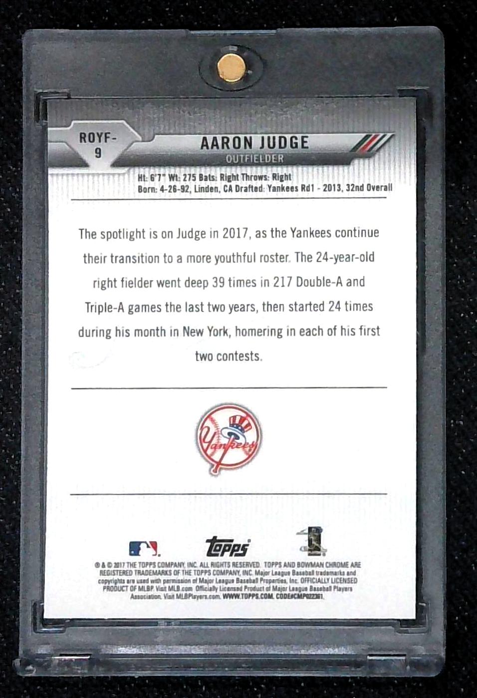 2017 Bowman Chrome ROY Favorites Aaron Judge Rookie