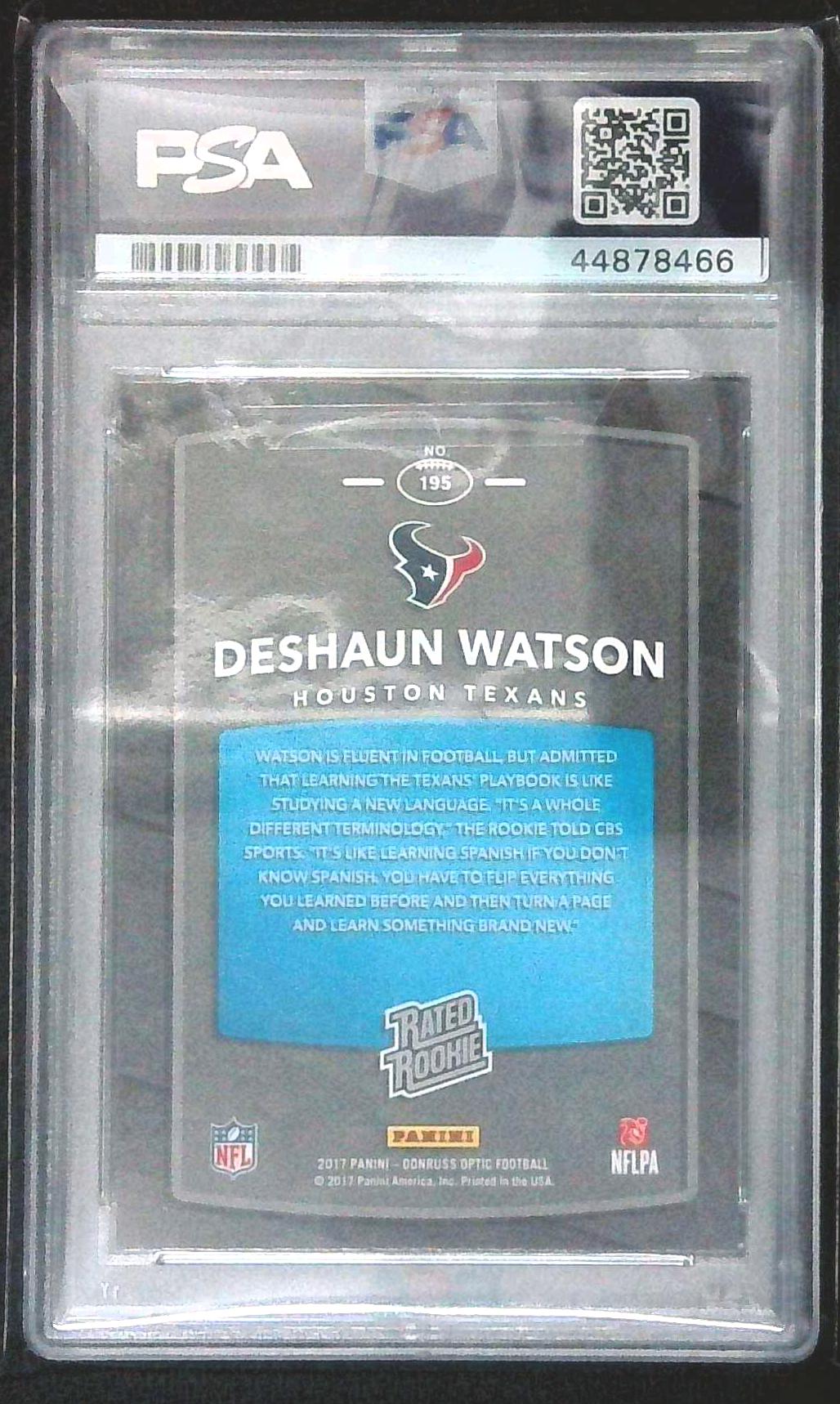2017 Donruss Optic Deshaun Watson Rated Rookie PSA 10