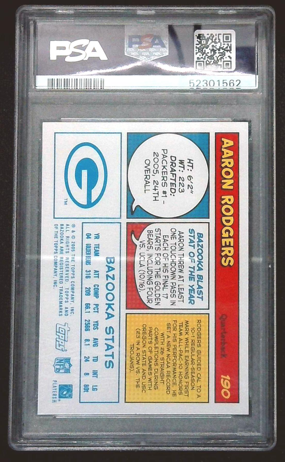 2005 BAZOOKA #190 AARON RODGERS BLUE ROOKIE PSA 8