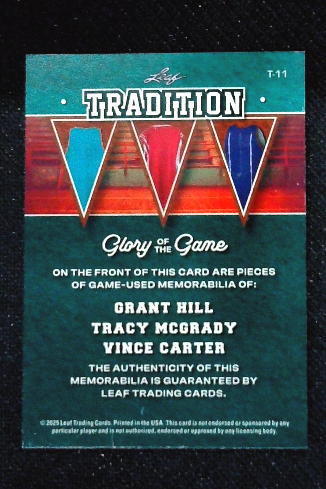 2025 Leaf Glory of the Game Vince Carter Tracy McGrady Grant Hill 3 GU PATCH /35
