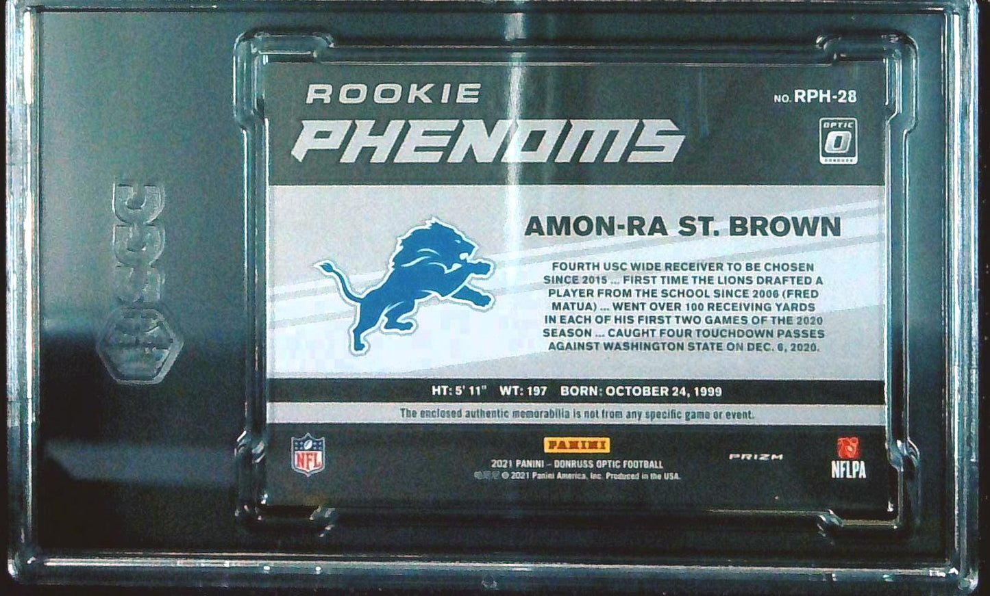 2021 Panini Donruss Optic Amon-Ra St. Brown #RPH-28 Rookie Phenoms Red RC SGC 9
